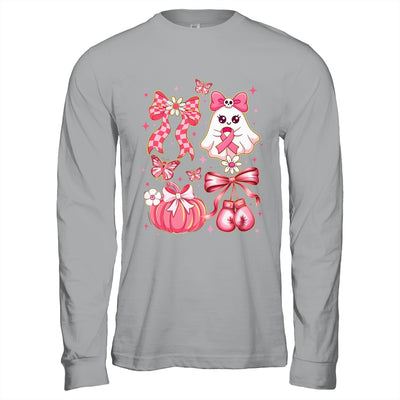 Breast Cancer Ghost Coquette Pink Ribbon Halloween Pumpkin Shirt & Hoodie | teecentury