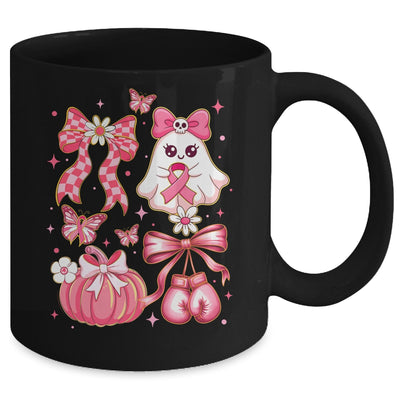 Breast Cancer Ghost Coquette Pink Ribbon Halloween Pumpkin Mug | teecentury