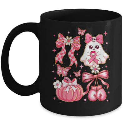Breast Cancer Ghost Coquette Pink Ribbon Halloween Pumpkin Mug | teecentury