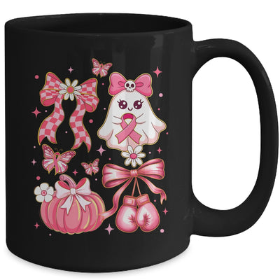 Breast Cancer Ghost Coquette Pink Ribbon Halloween Pumpkin Mug | teecentury