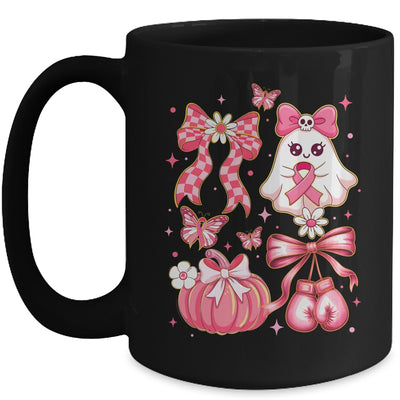 Breast Cancer Ghost Coquette Pink Ribbon Halloween Pumpkin Mug | teecentury