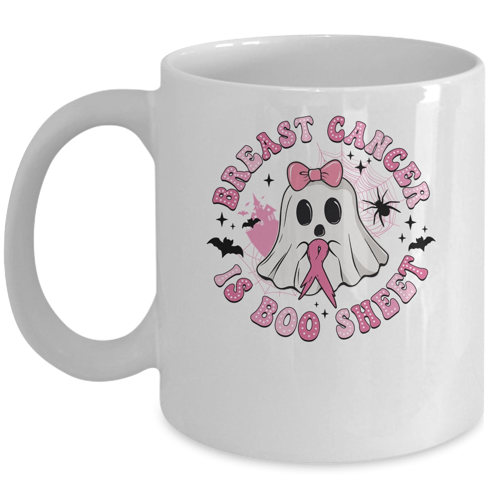 Breast Cancer Is Boo Sheet Retro Breast Cancer Halloween Ghost Mug | teecentury
