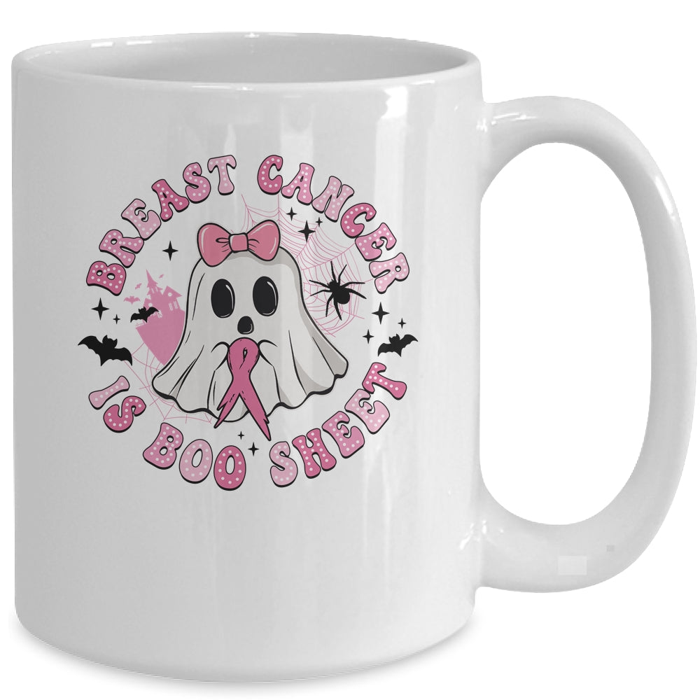 Breast Cancer Is Boo Sheet Retro Breast Cancer Halloween Ghost Mug | teecentury