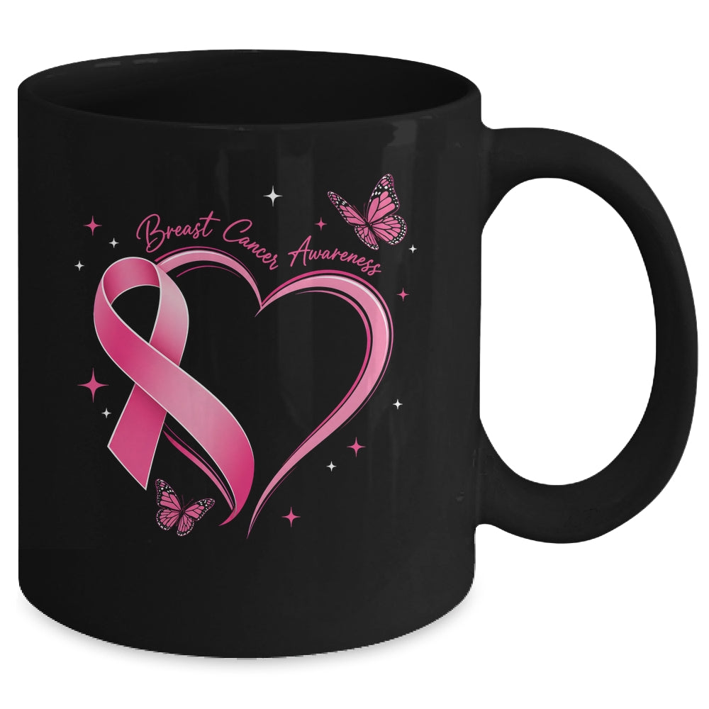 Breast Cancer Month Strong Pink Ribbon Heart Survivor Women Mug | teecentury