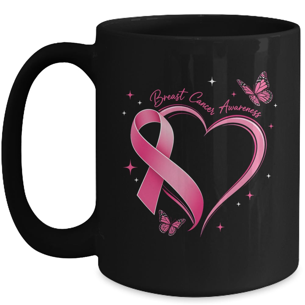 Breast Cancer Month Strong Pink Ribbon Heart Survivor Women Mug | teecentury