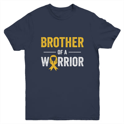 Brother Of A Warrior Childhood Cancer Awareness Family Ribbon Youth Shirt | teecentury