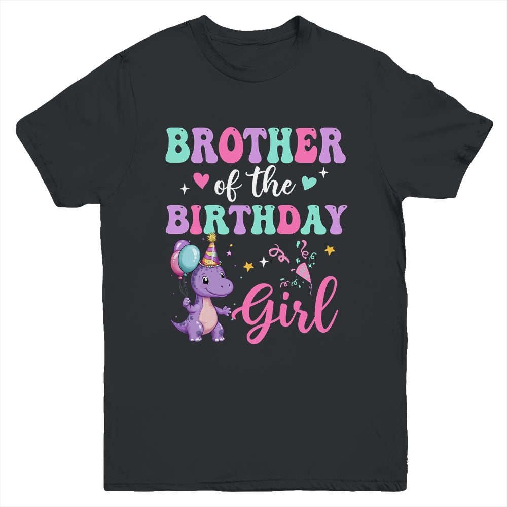 Brother Of The Birthday For Girl Dinosaur T-Rex Party Family Youth Shirt | teecentury