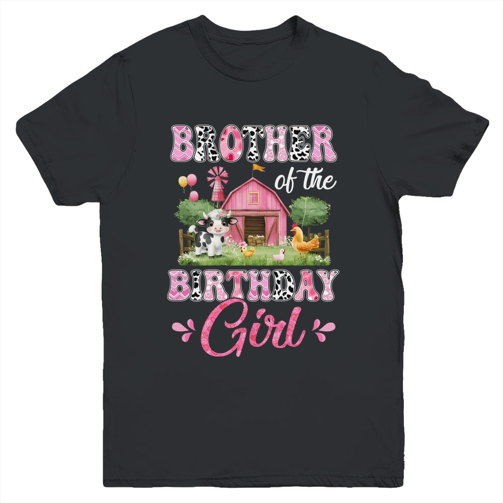 Brother Of The Birthday Girl 1st Birthday Cow Farm Family Youth Shirt | teecentury