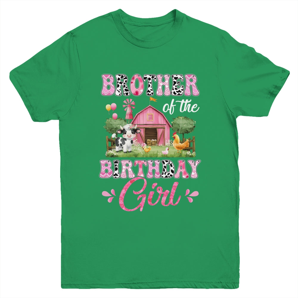 Brother Of The Birthday Girl 1st Birthday Cow Farm Family Youth Shirt | teecentury