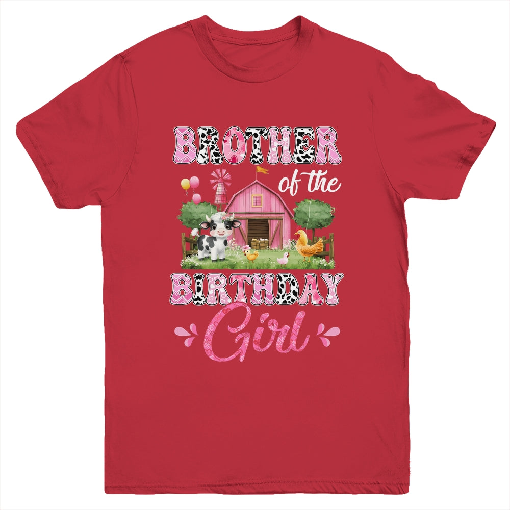 Brother Of The Birthday Girl 1st Birthday Cow Farm Family Youth Shirt | teecentury