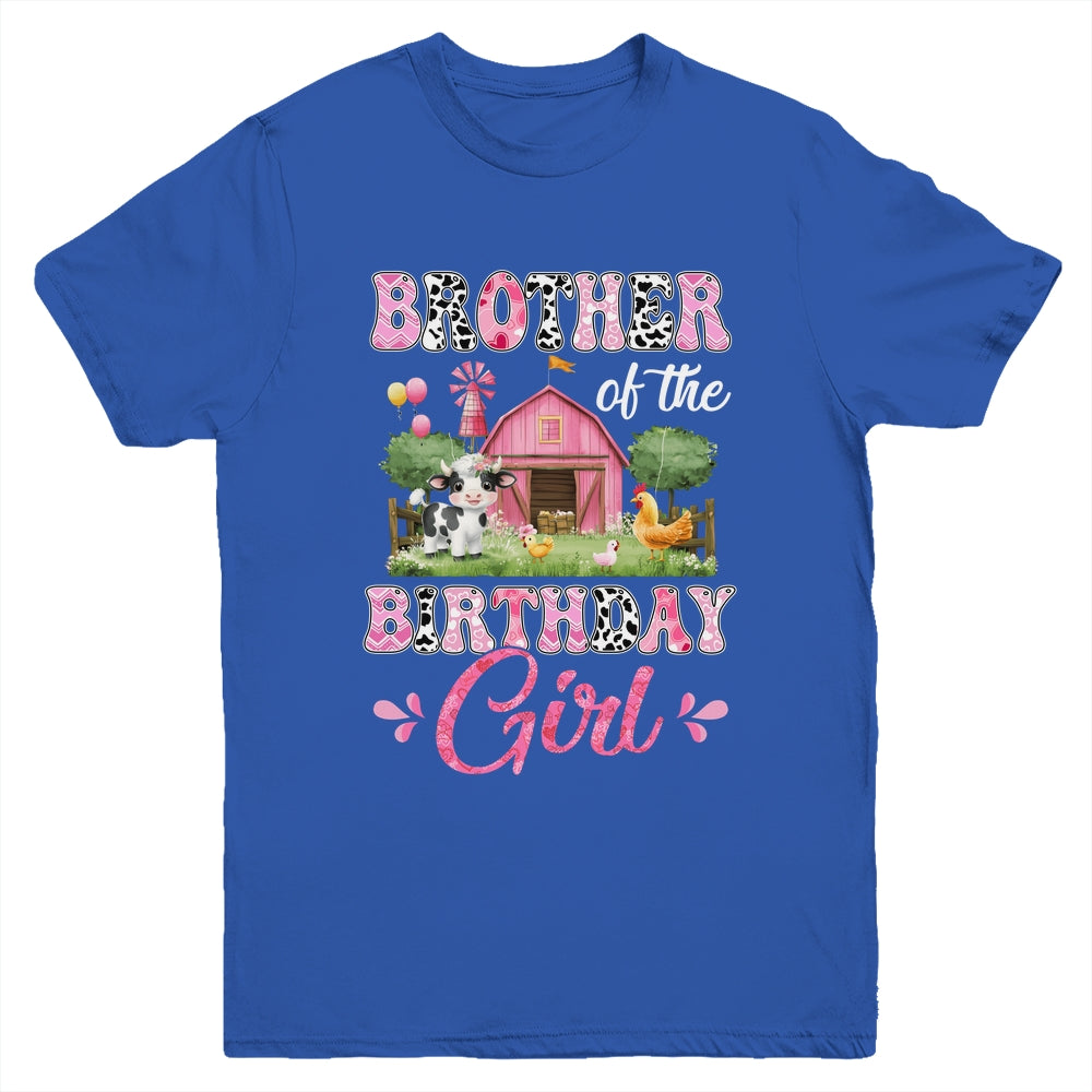 Brother Of The Birthday Girl 1st Birthday Cow Farm Family Youth Shirt | teecentury