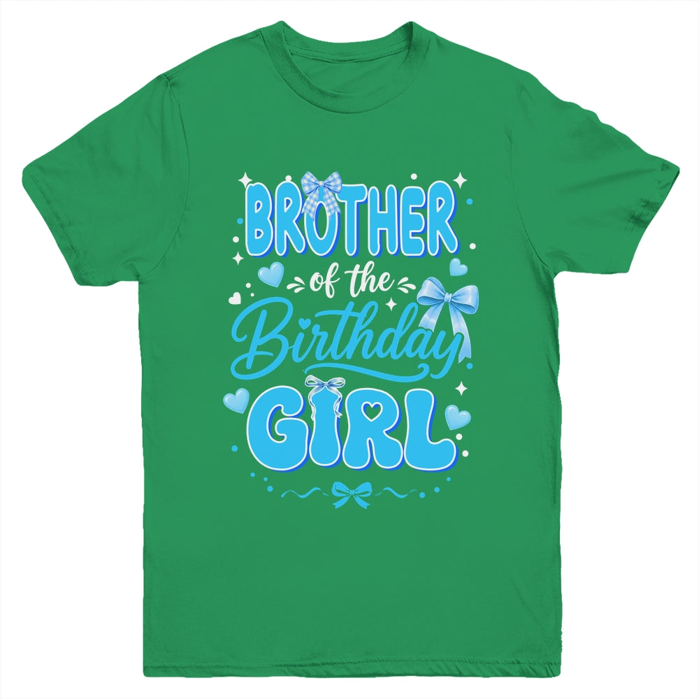 Brother Of The Birthday Girl Family Coquette Bow Blue Cute Youth Shirt | teecentury