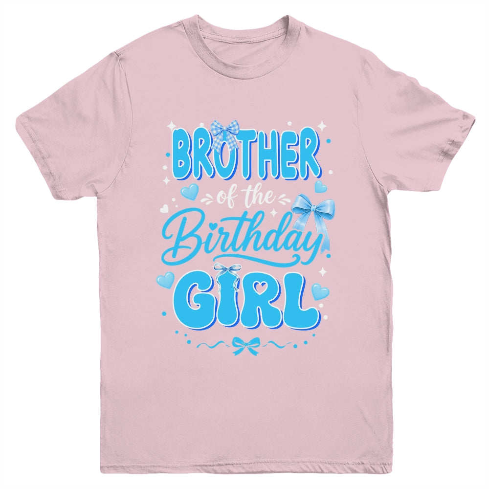 Brother Of The Birthday Girl Family Coquette Bow Blue Cute Youth Shirt | teecentury