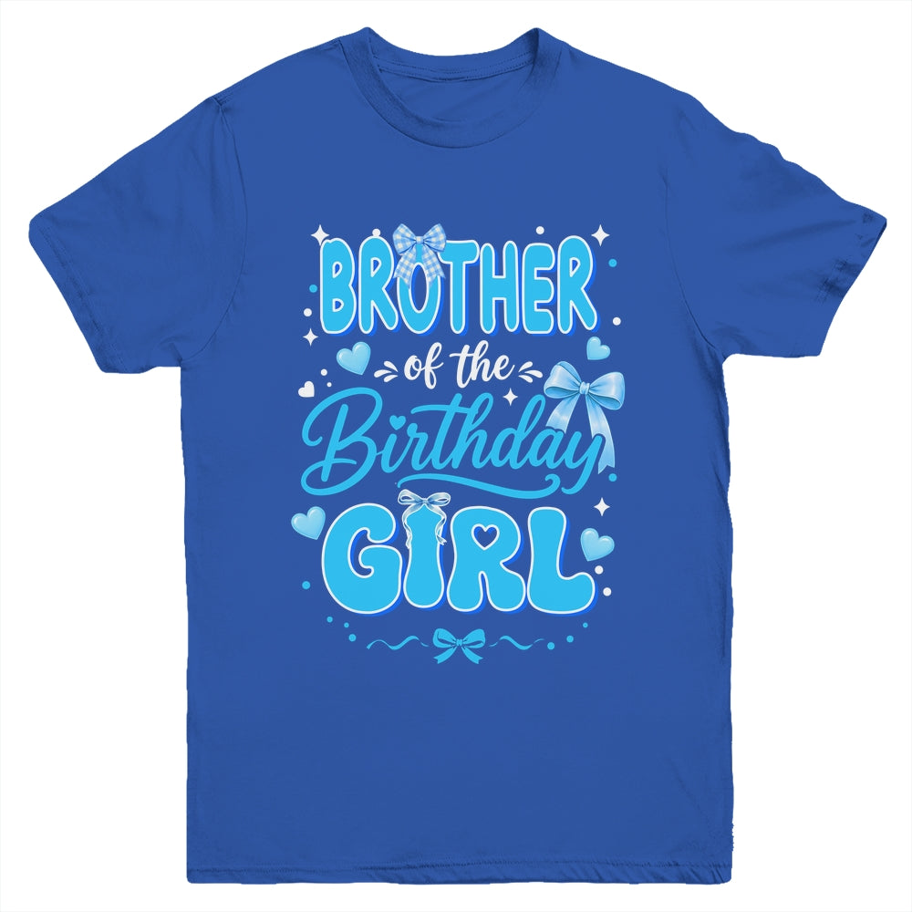 Brother Of The Birthday Girl Family Coquette Bow Blue Cute Youth Shirt | teecentury