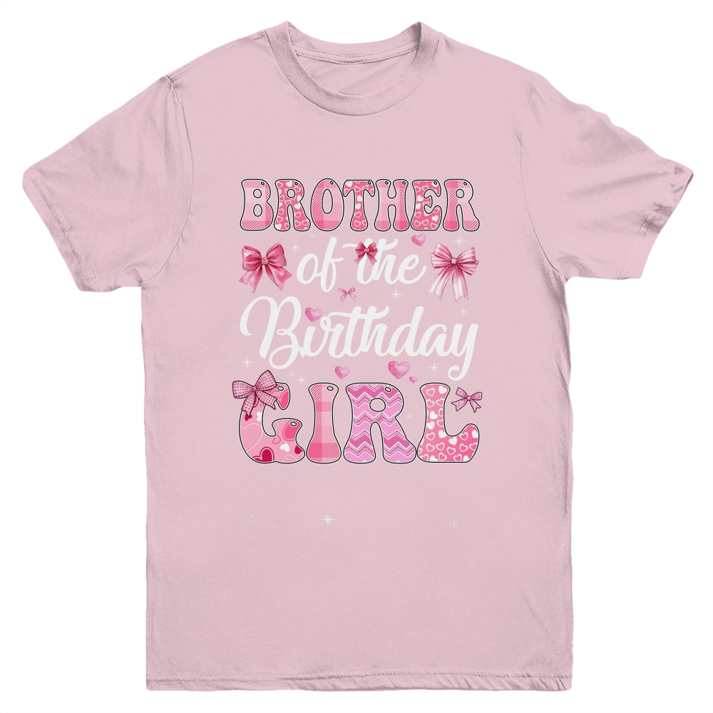 Brother Of The Birthday Girl Family Pink Coquette Bow Youth Shirt | teecentury