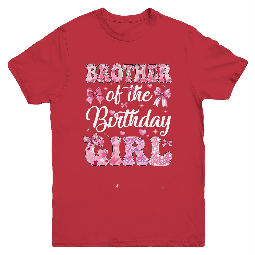 Brother Of The Birthday Girl Family Pink Coquette Bow Youth Shirt | teecentury