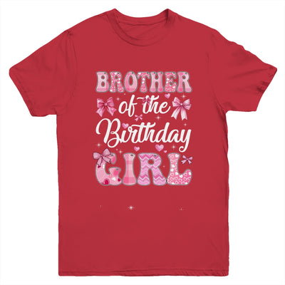 Brother Of The Birthday Girl Family Pink Coquette Bow Youth Shirt | teecentury