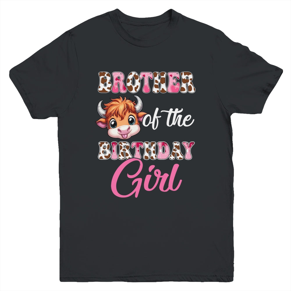 Brother Of The Birthday Girl Highland Cow Farm 1st Birthday Youth Shirt | teecentury
