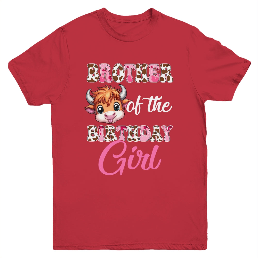 Brother Of The Birthday Girl Highland Cow Farm 1st Birthday Youth Shirt | teecentury