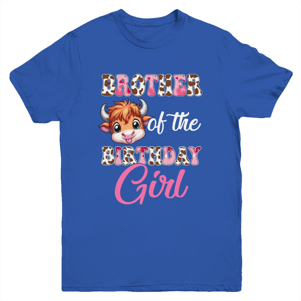 Brother Of The Birthday Girl Highland Cow Farm 1st Birthday Youth Shirt | teecentury