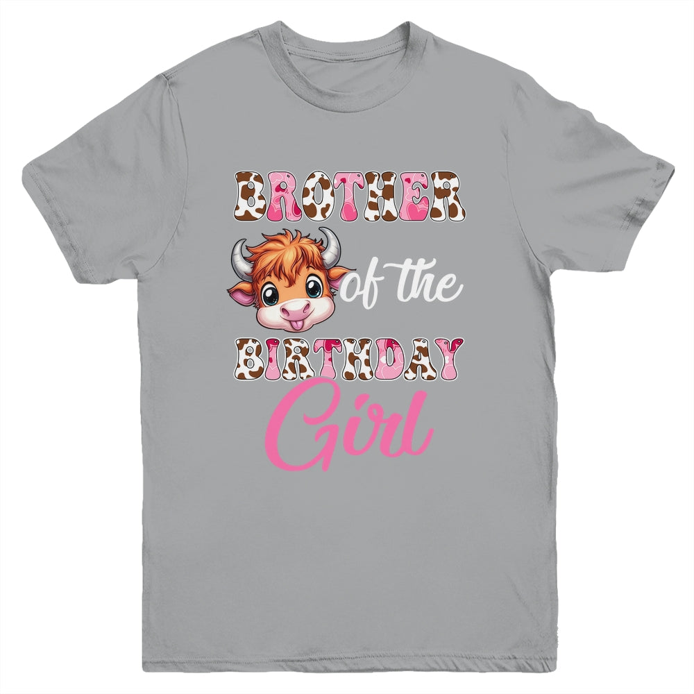 Brother Of The Birthday Girl Highland Cow Farm 1st Birthday Youth Shirt | teecentury