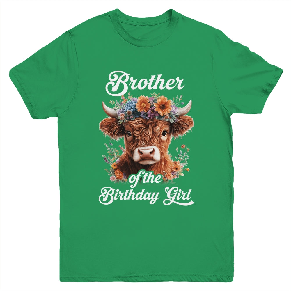 Brother Of The Birthday Girl Highland Cow Farm Family Youth Shirt | teecentury