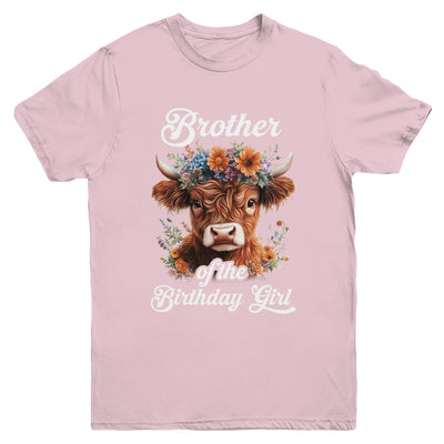 Brother Of The Birthday Girl Highland Cow Farm Family Youth Shirt | teecentury