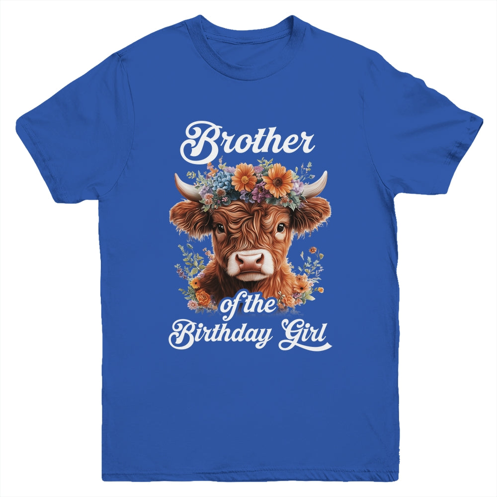 Brother Of The Birthday Girl Highland Cow Farm Family Youth Shirt | teecentury