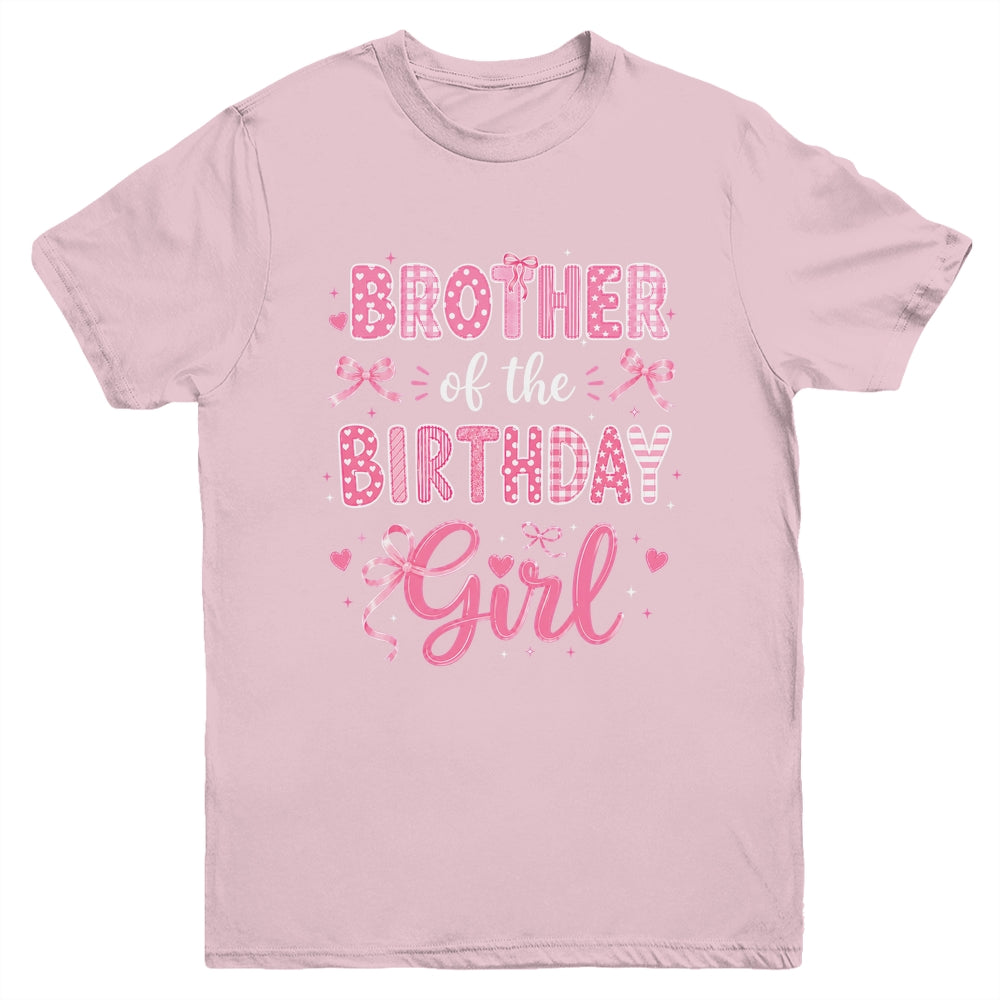 Brother Of The Birthday Girl Matching Pink Coquette Bow Youth Shirt | teecentury