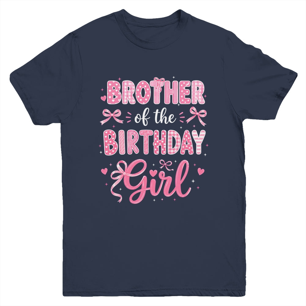Brother Of The Birthday Girl Matching Pink Coquette Bow Youth Shirt | teecentury