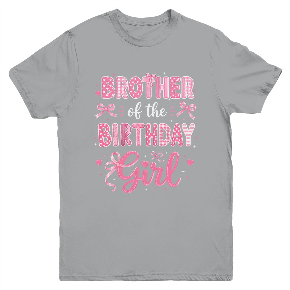 Brother Of The Birthday Girl Matching Pink Coquette Bow Youth Shirt | teecentury