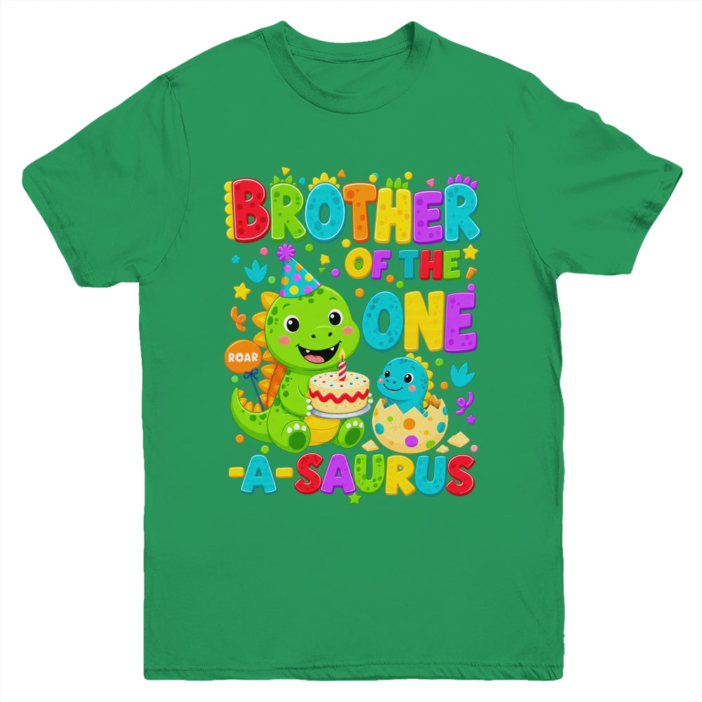 Brother Of The One-A-Saurus 1St Birthday Boy T-Rex Dinosaur Youth Shirt | teecentury