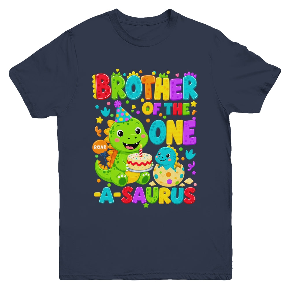 Brother Of The One-A-Saurus 1St Birthday Boy T-Rex Dinosaur Youth Shirt | teecentury
