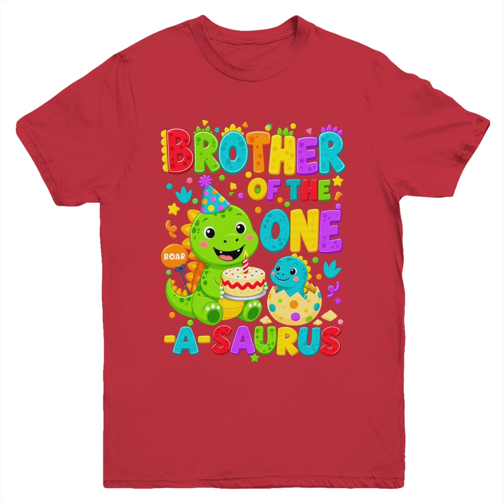 Brother Of The One-A-Saurus 1St Birthday Boy T-Rex Dinosaur Youth Shirt | teecentury
