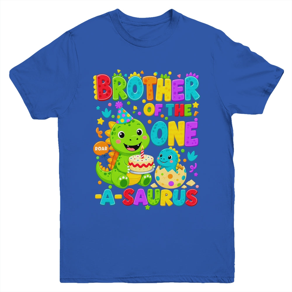 Brother Of The One-A-Saurus 1St Birthday Boy T-Rex Dinosaur Youth Shirt | teecentury