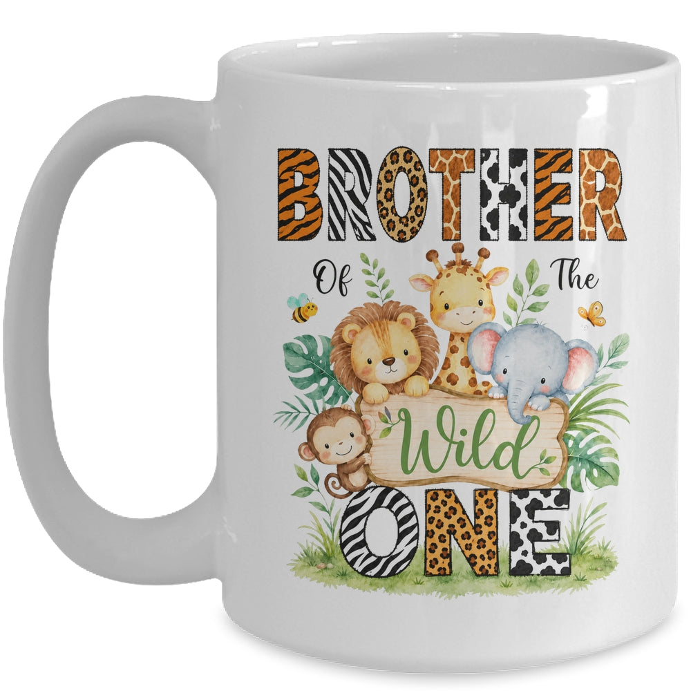 Brother Of The Wild One First Birthday Boy Jungle Safari Mug | teecentury