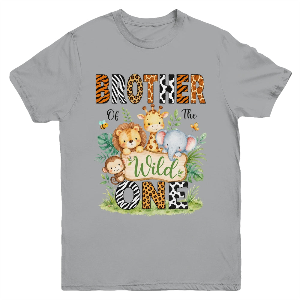 Brother Of The Wild One First Birthday Boy Jungle Safari Youth Shirt | teecentury