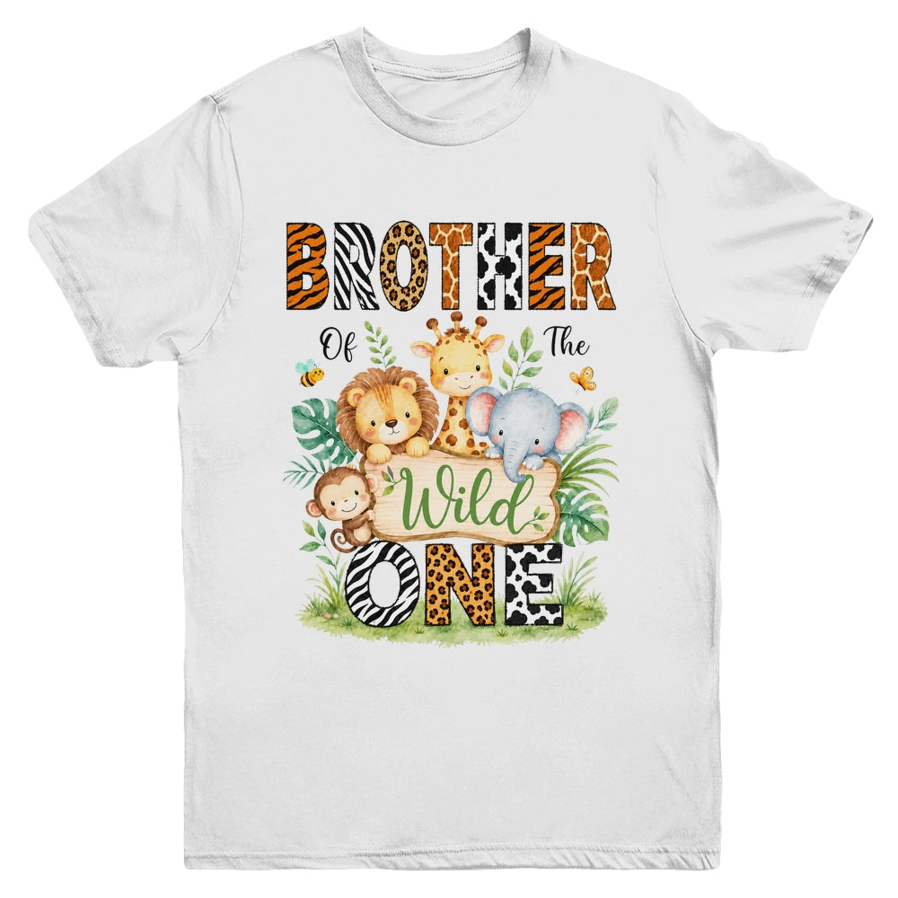 Brother Of The Wild One First Birthday Boy Jungle Safari Youth Shirt | teecentury