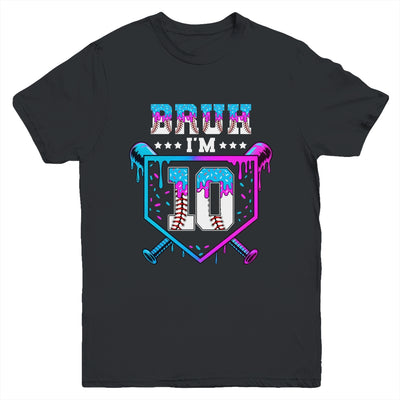 Bruh 10th Birthday Boy Baseball Ice Cream Drip 10 Years Old Boy Youth Shirt | teecentury