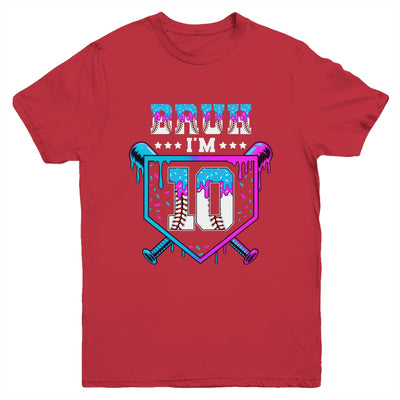 Bruh 10th Birthday Boy Baseball Ice Cream Drip 10 Years Old Boy Youth Shirt | teecentury