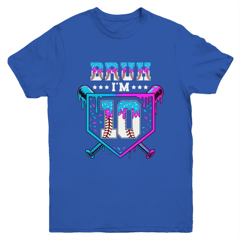 Bruh 10th Birthday Boy Baseball Ice Cream Drip 10 Years Old Boy Youth Shirt | teecentury