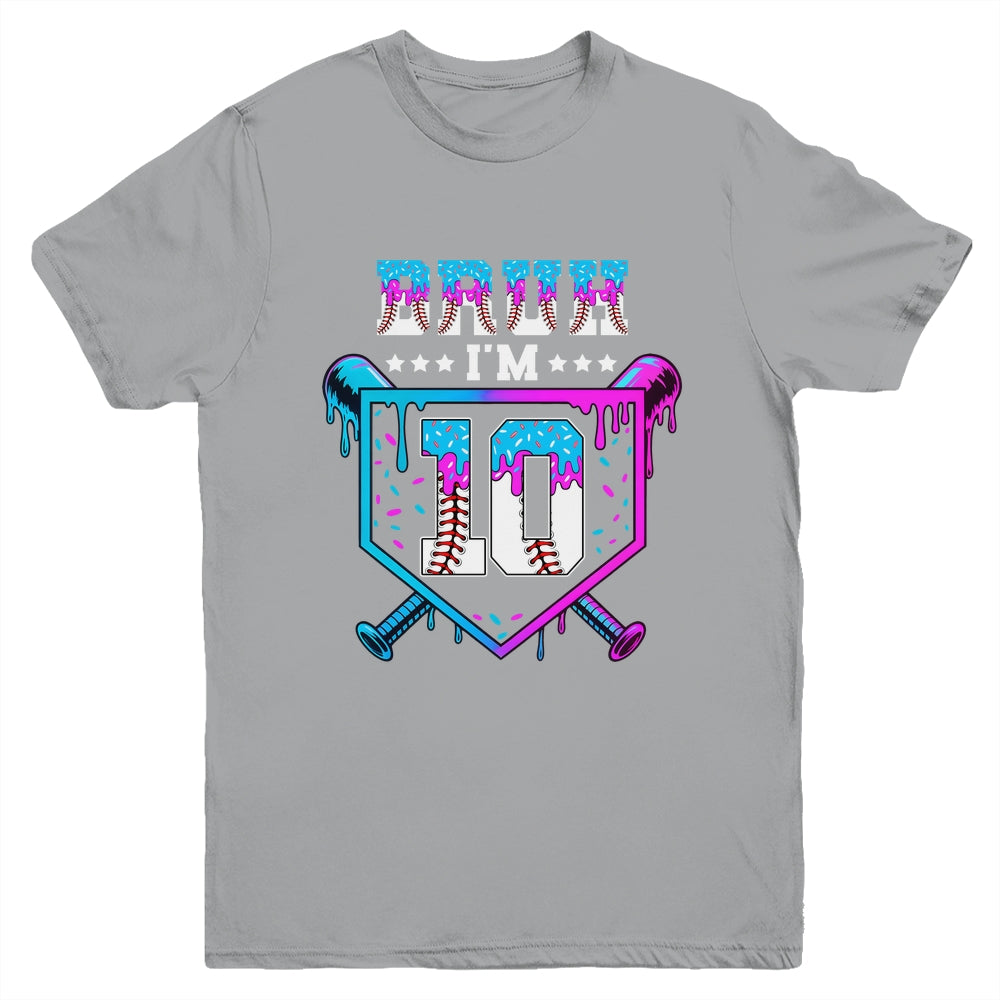Bruh 10th Birthday Boy Baseball Ice Cream Drip 10 Years Old Boy Youth Shirt | teecentury