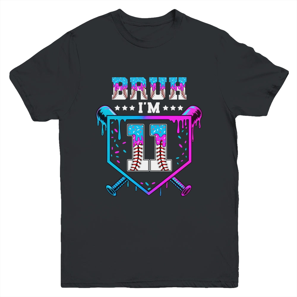 Bruh 11th Birthday Boy Baseball Ice Cream Drip 11 Years Old Boy Youth Shirt | teecentury