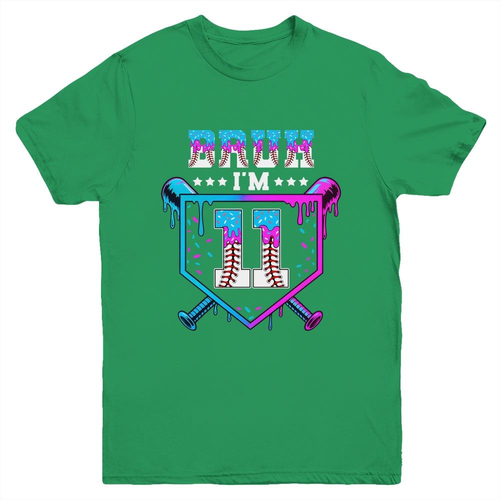 Bruh 11th Birthday Boy Baseball Ice Cream Drip 11 Years Old Boy Youth Shirt | teecentury
