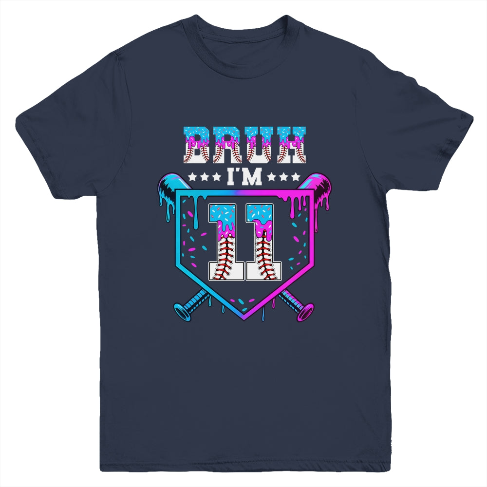 Bruh 11th Birthday Boy Baseball Ice Cream Drip 11 Years Old Boy Youth Shirt | teecentury