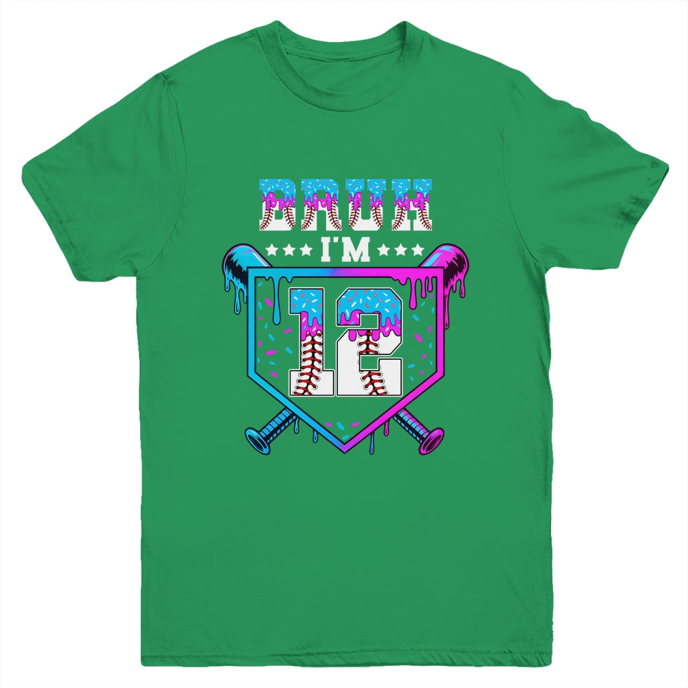 Bruh 12th Birthday Boy Baseball Ice Cream Drip 12 Years Old Boy Youth Shirt | teecentury