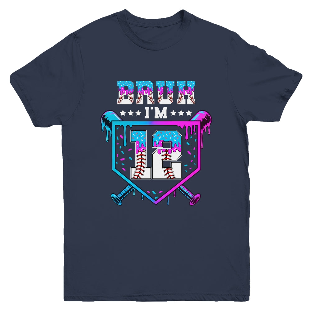 Bruh 12th Birthday Boy Baseball Ice Cream Drip 12 Years Old Boy Youth Shirt | teecentury