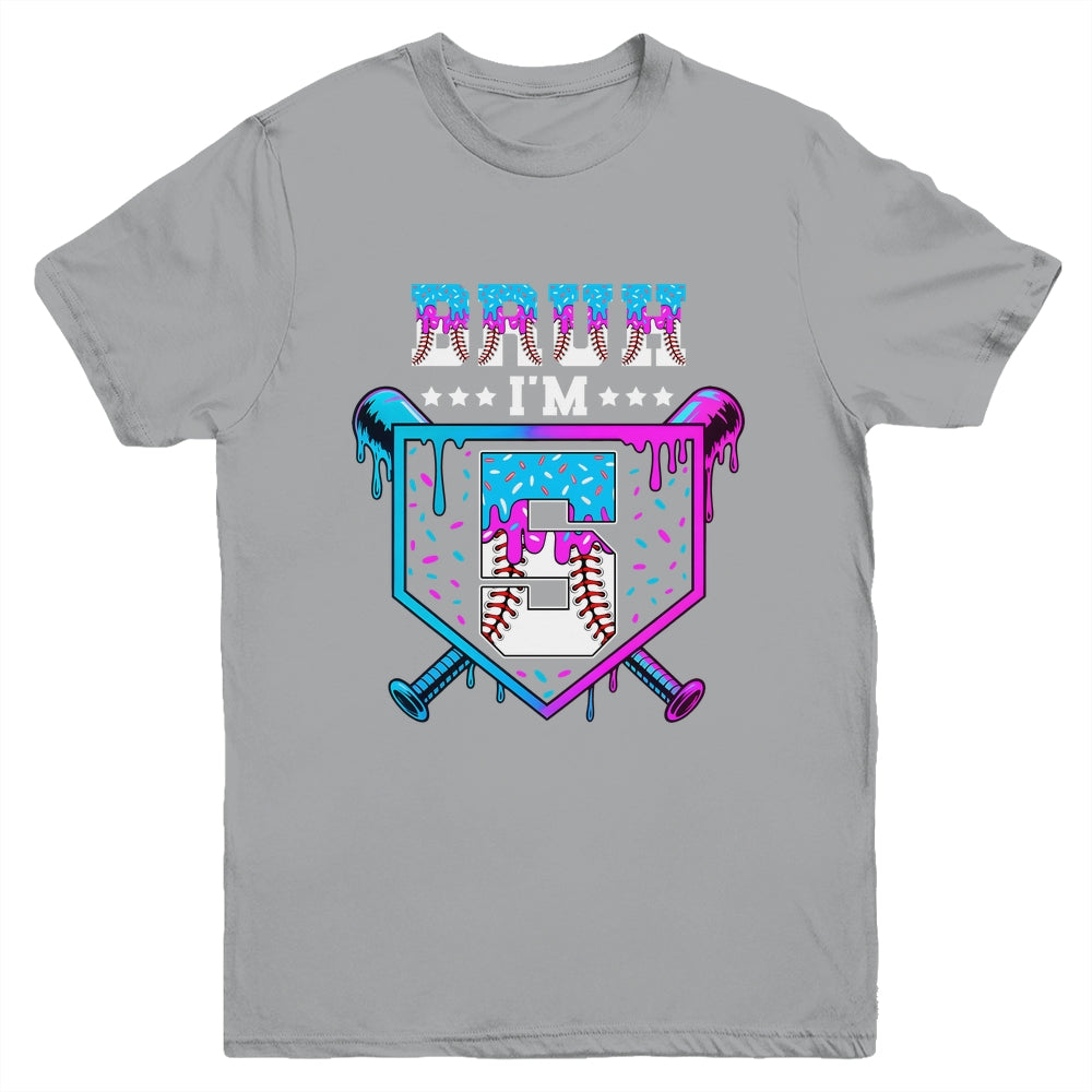 Bruh 5th Birthday Boy Baseball Ice Cream Drip 5 Years Old Boy Youth Shirt | teecentury