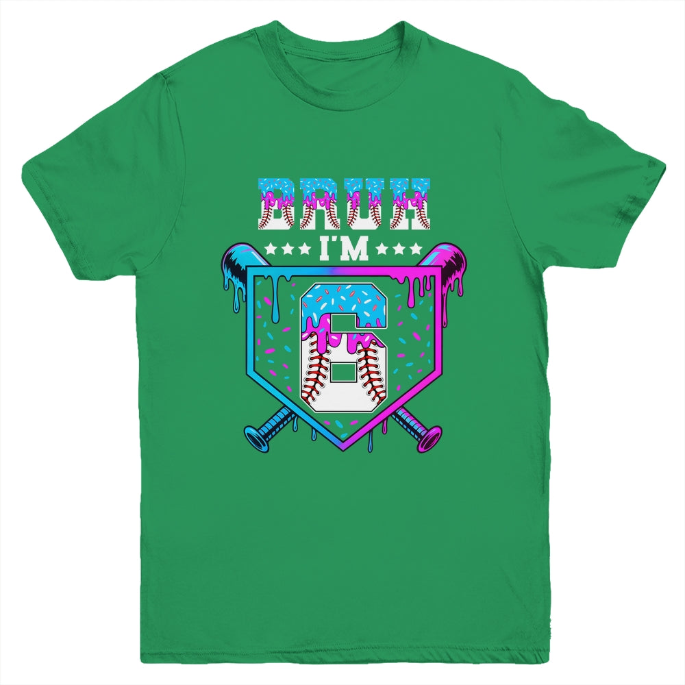 Bruh 6th Birthday Boy Baseball Ice Cream Drip 6 Years Old Boy Youth Shirt | teecentury