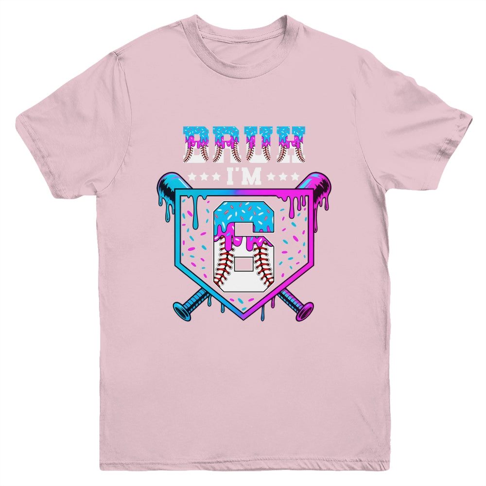 Bruh 6th Birthday Boy Baseball Ice Cream Drip 6 Years Old Boy Youth Shirt | teecentury